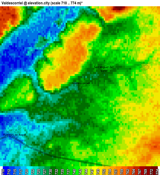 Valdescorriel elevation map