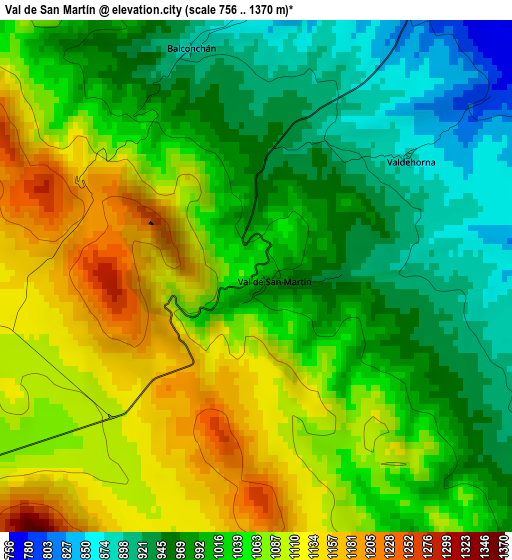 Val de San Martín elevation map