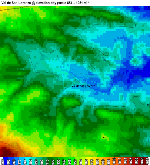 Val de San Lorenzo elevation map