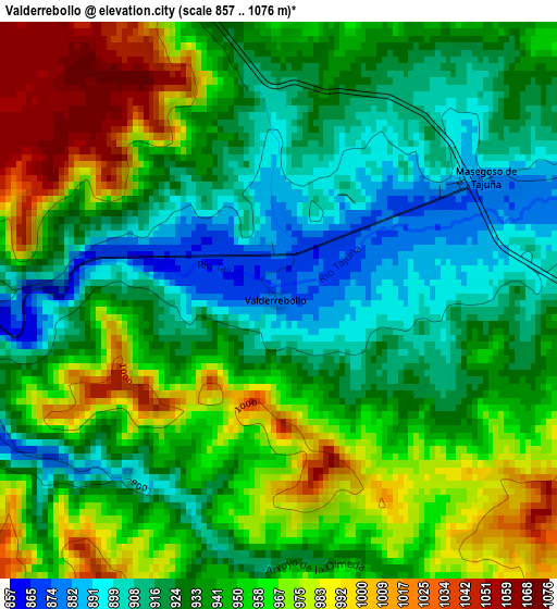 Valderrebollo elevation map