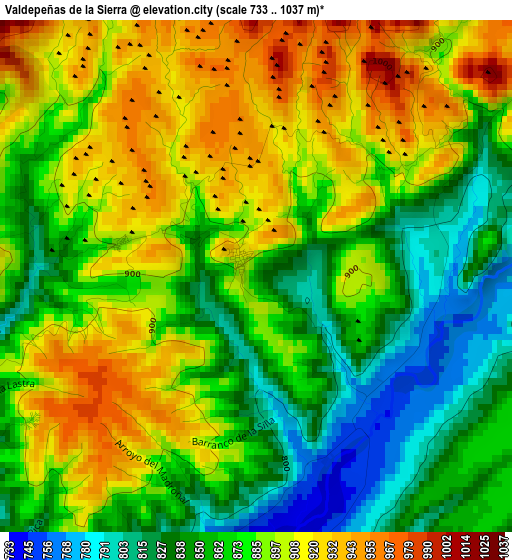 Valdepeñas de la Sierra elevation map