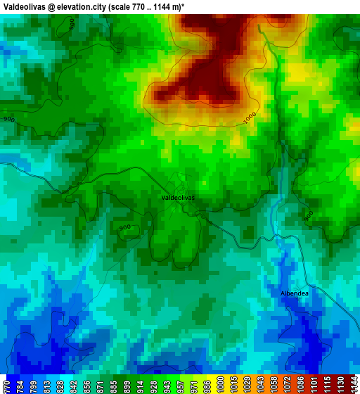 Valdeolivas elevation map