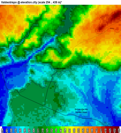 Valdeobispo elevation map