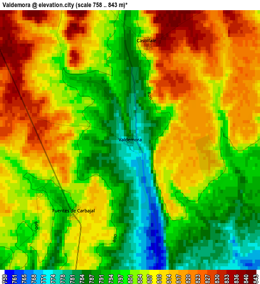 Valdemora elevation map