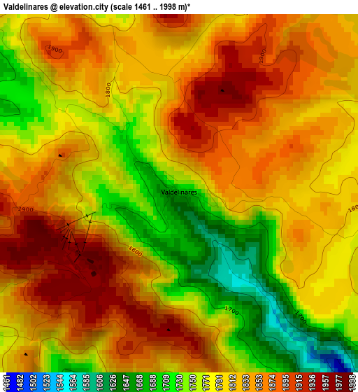 Valdelinares elevation map