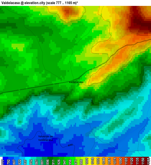 Valdelacasa elevation map