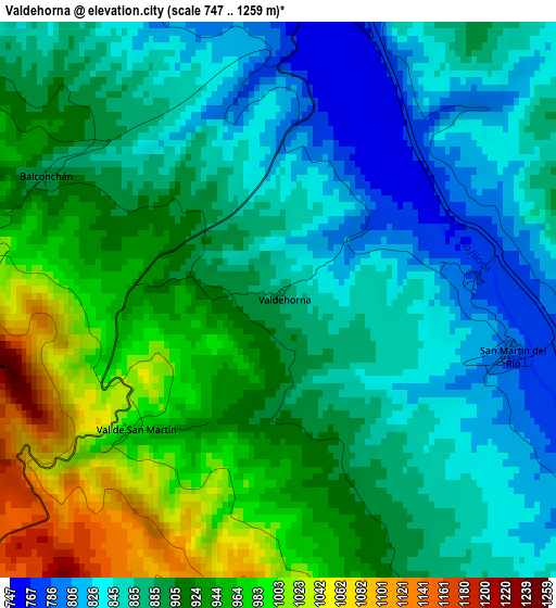 Valdehorna elevation map