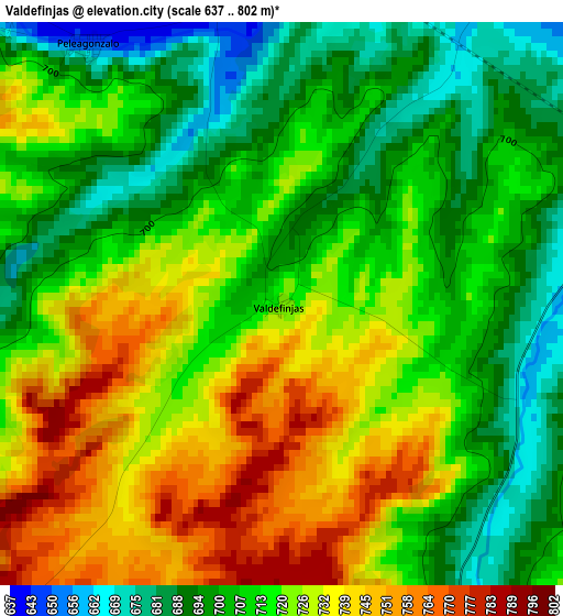 Valdefinjas elevation map