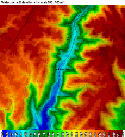 Valdeconcha elevation map