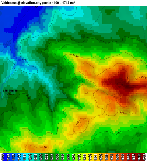 Valdecasa elevation map