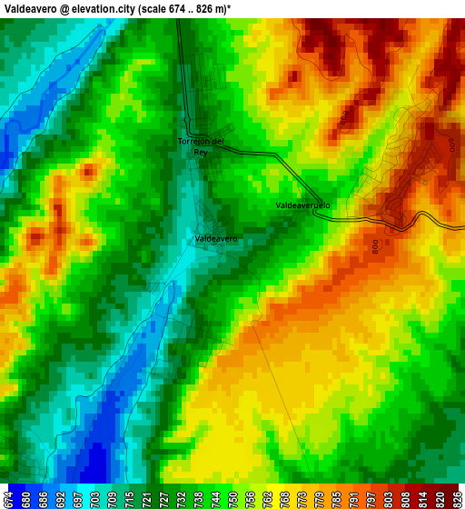 Valdeavero elevation map