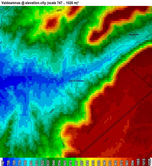 Valdearenas elevation map