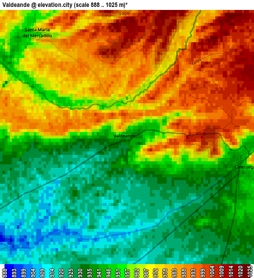 Valdeande elevation map