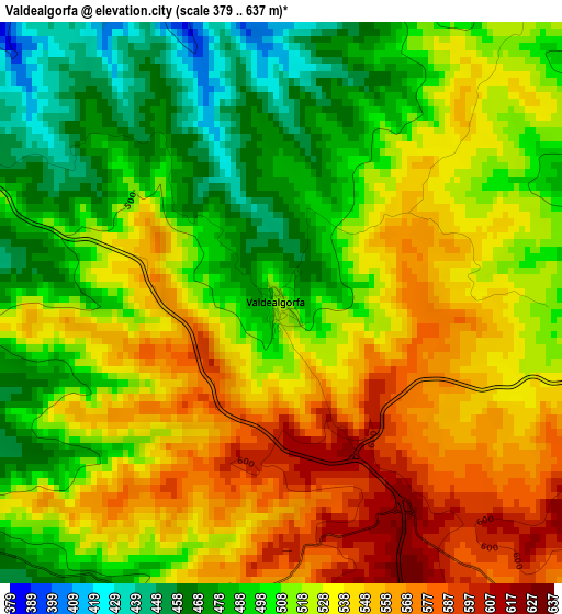 Valdealgorfa elevation map