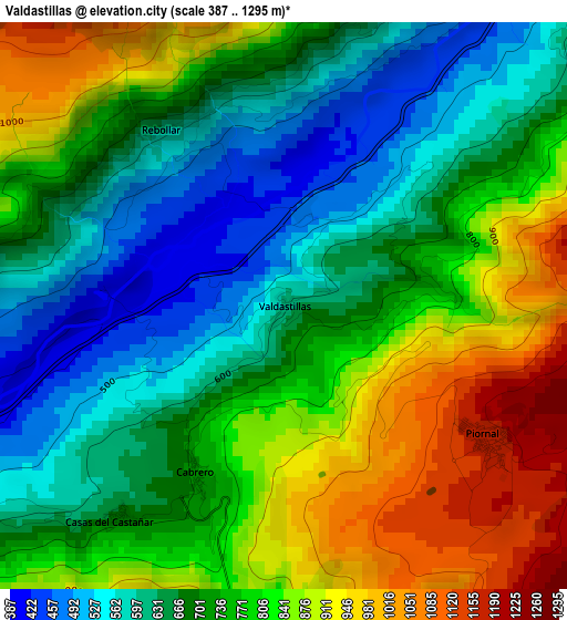 Valdastillas elevation map