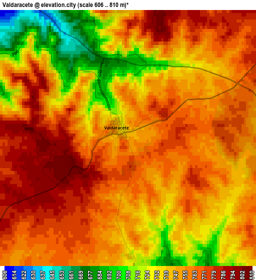 Valdaracete elevation map