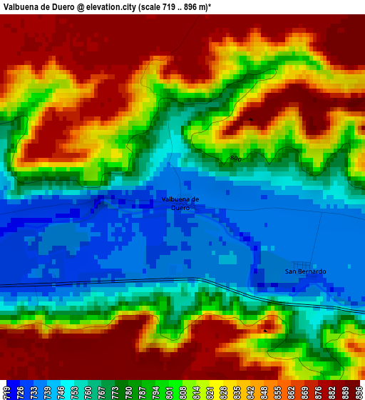 Valbuena de Duero elevation map