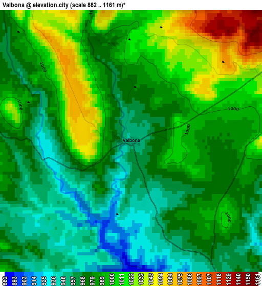 Valbona elevation map