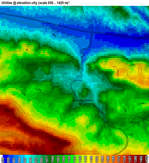 Utrillas elevation map