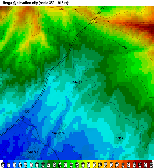 Uterga elevation map