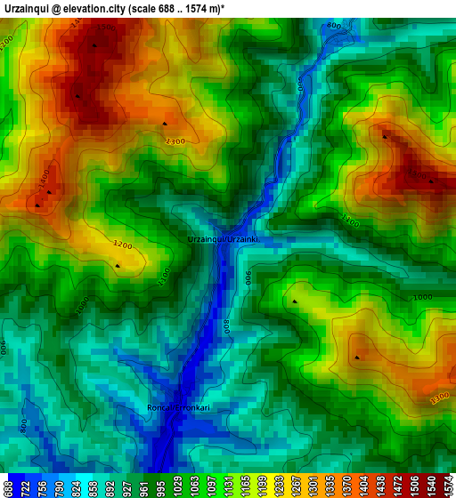 Urzainqui elevation map