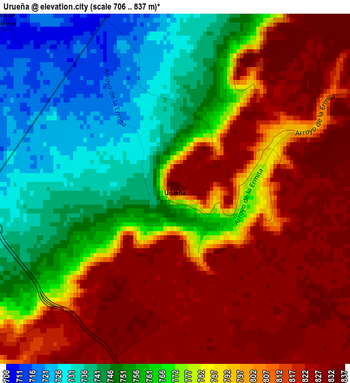 Urueña elevation map