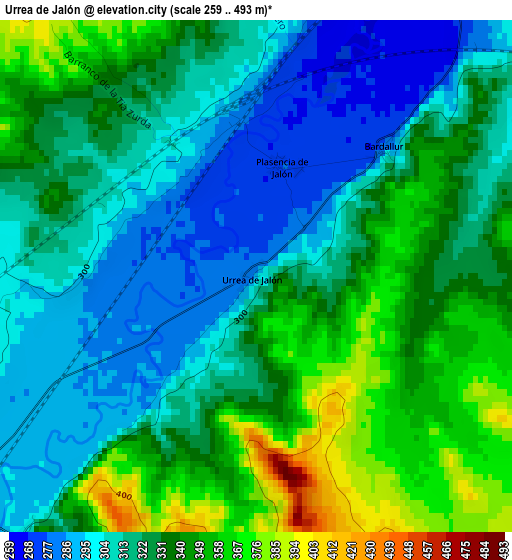 Urrea de Jalón elevation map