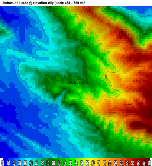 Undués de Lerda elevation map