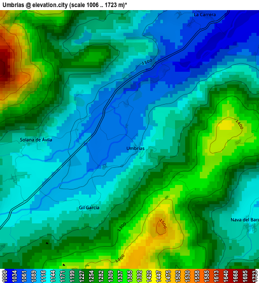 Umbrías elevation map