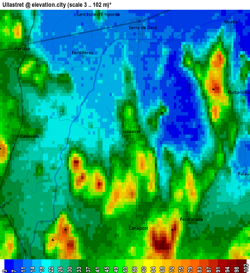 Ullastret elevation map