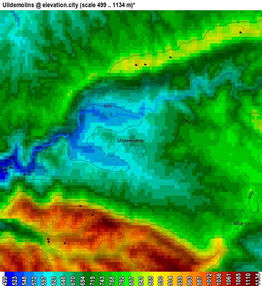 Ulldemolins elevation map