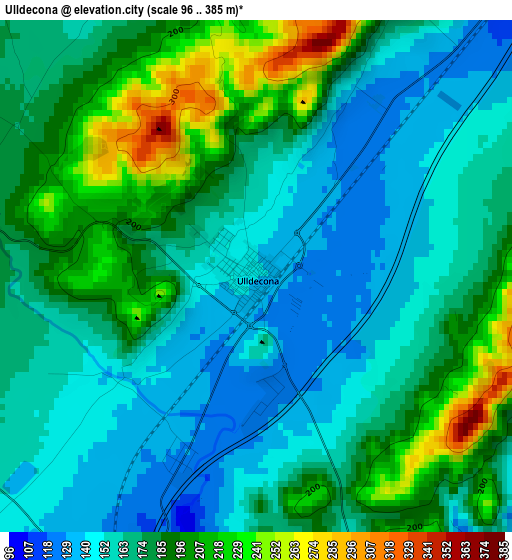 Ulldecona elevation map