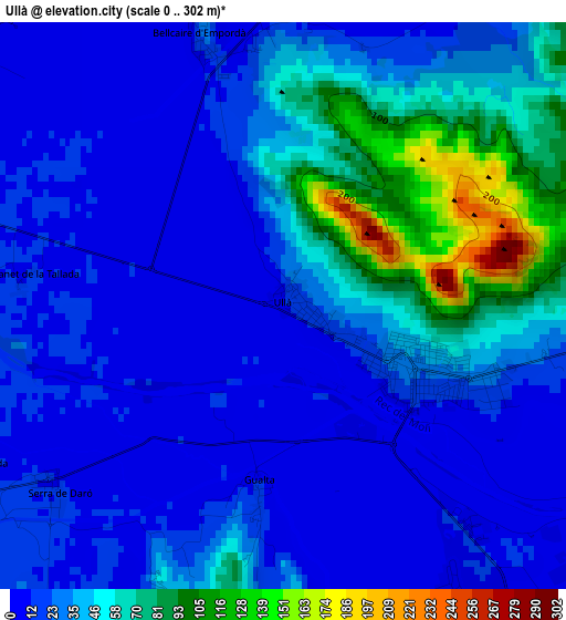 Ullà elevation map