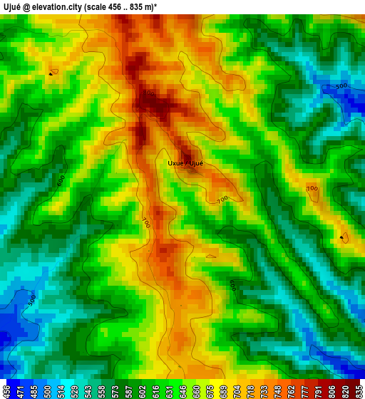 Ujué elevation map