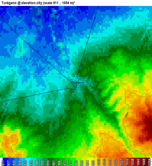 Turégano elevation map