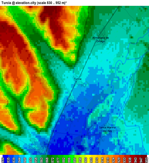 Turcia elevation map