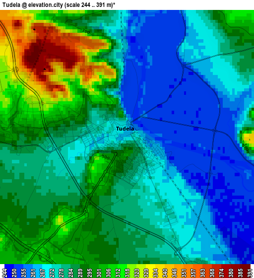 Tudela elevation map