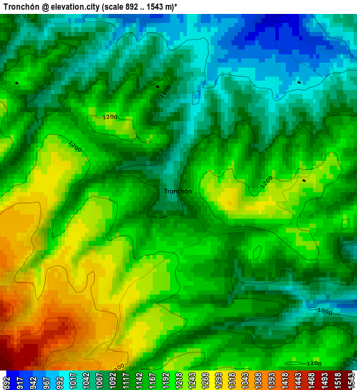 Tronchón elevation map