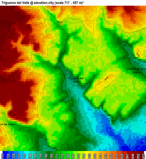 Trigueros del Valle elevation map