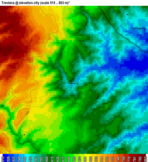 Treviana elevation map