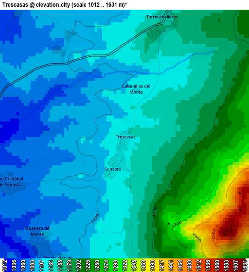 Trescasas elevation map