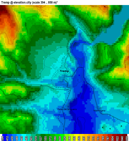 Tremp elevation map