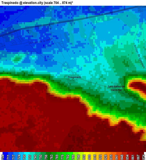 Traspinedo elevation map