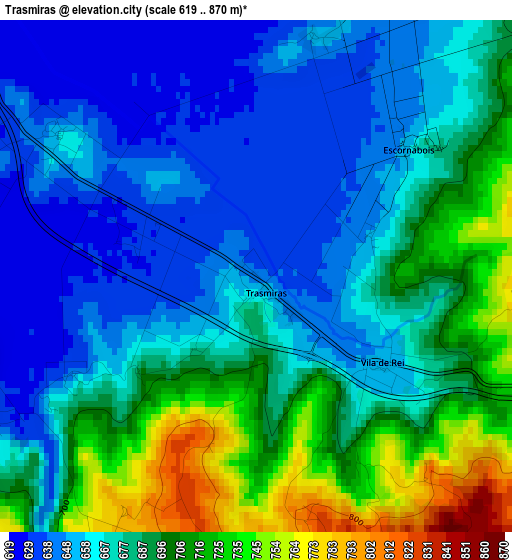 Trasmiras elevation map