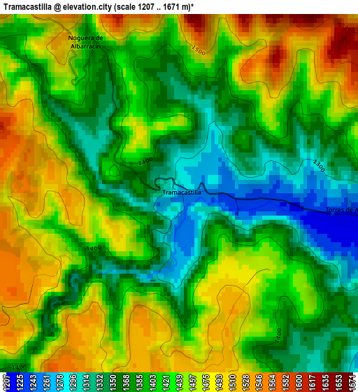 Tramacastilla elevation map