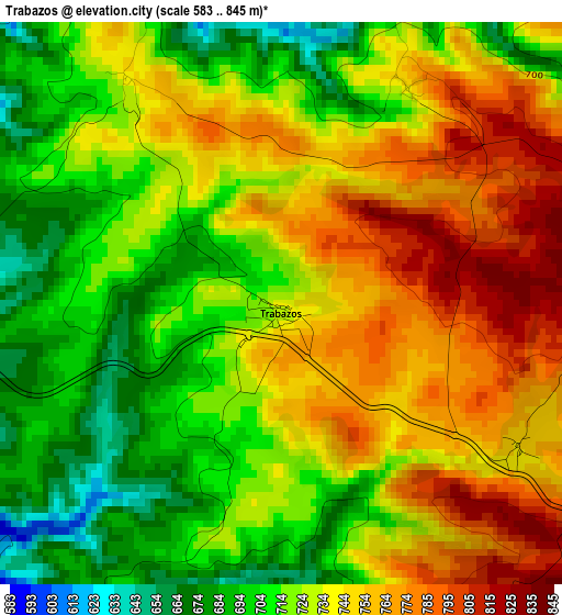 Trabazos elevation map