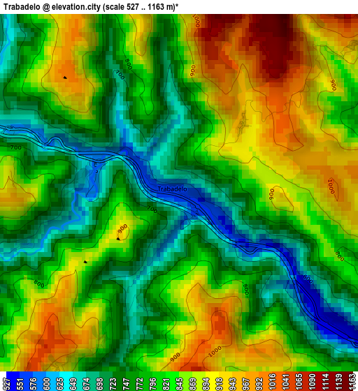 Trabadelo elevation map