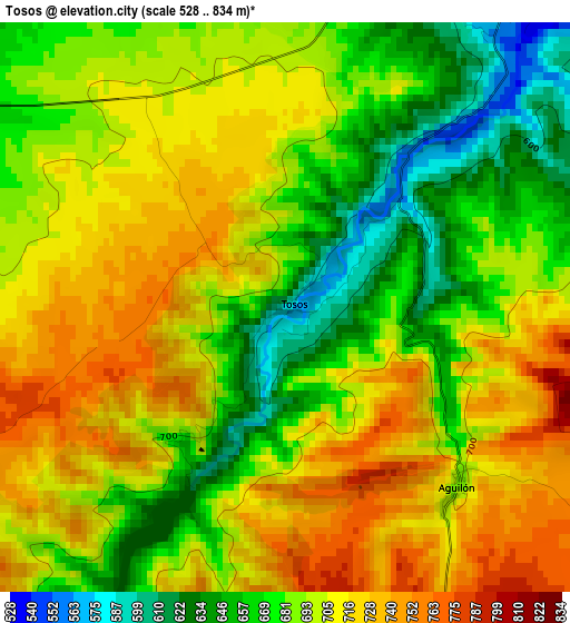 Tosos elevation map