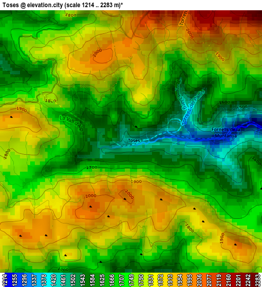 Toses elevation map