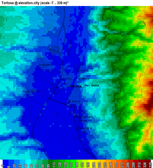 Tortosa elevation map